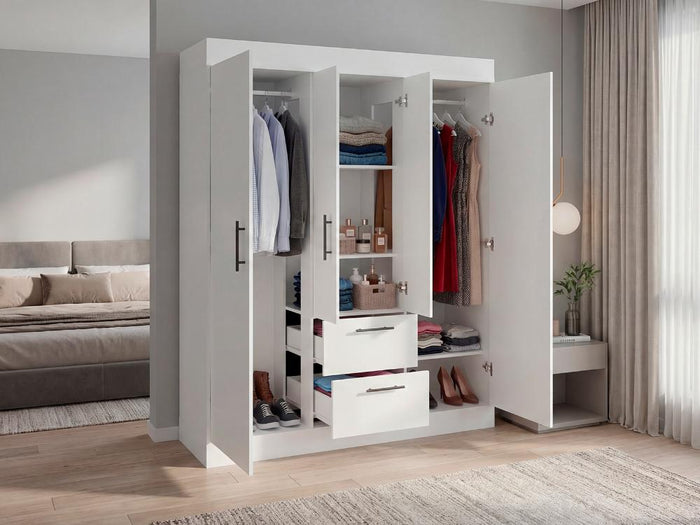 Closet Aura, Blanco Duqueza, Con Cuatro Puertas y Dos Cajones