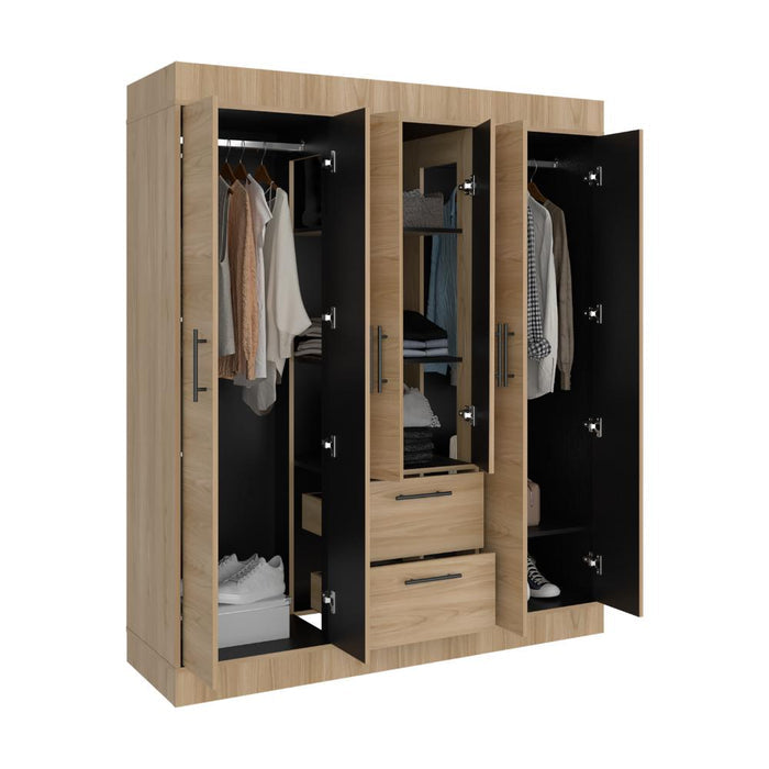 Closet Aura, Fresno Europeo y Wengue, con 6 puertas y dos cajones