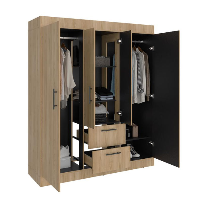 Closet Aura II, Fresno Europeo y Wengue, con 4 puertas y dos cajones