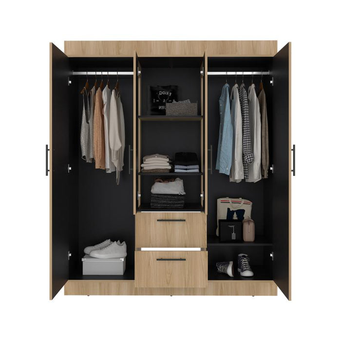 Closet Aura II, Fresno Europeo y Wengue, con 4 puertas y dos cajones