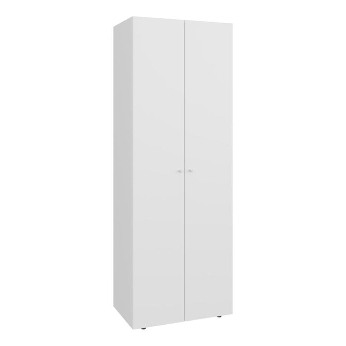 CLOSET BEICO, BLANCO DUQUEZA, CON DOS PUERTAS ABATIBLES Y UN TUBO CROMADO