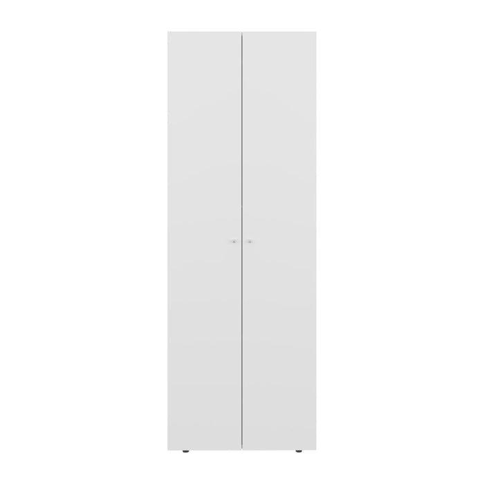 CLOSET BEICO, BLANCO DUQUEZA, CON DOS PUERTAS ABATIBLES Y UN TUBO CROMADO