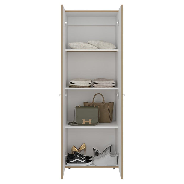 CLOSET BEICO, FRESNO Y BLANCO DUQUEZA, CON DOS PUERTAS ABATIBLES Y CUATRO ENTREPAÑOS