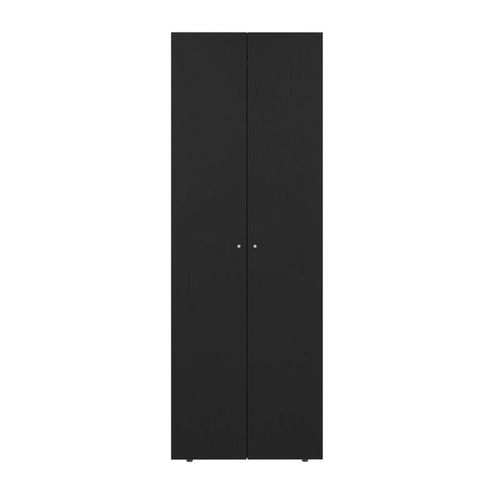 CLOSET BEICO, WENGUE, CON DOS PUERTAS ABATIBLES Y UN TUBO CROMADO