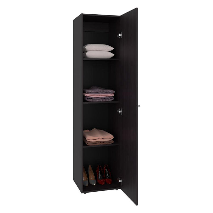 Closet Con Espejo Alma, Kronos Wengue, Una puerta abatible y entrepaños para guardar ropa ZF
