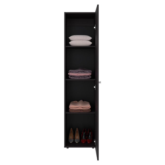 Closet Con Espejo Alma, Kronos Wengue, Una puerta abatible y entrepaños para guardar ropa ZF