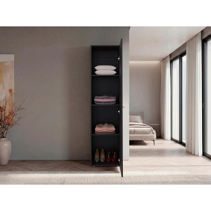 Closet Con Espejo Alma, Kronos Wengue, Una puerta abatible y entrepaños para guardar ropa ZF