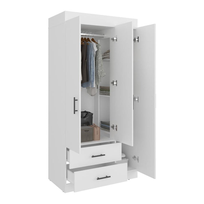 Closet Houston, Blanco Duqueza, Con Cuatro Puertas Batientes y Dos Cajones Con Amplio Espacio De Almacenamiento