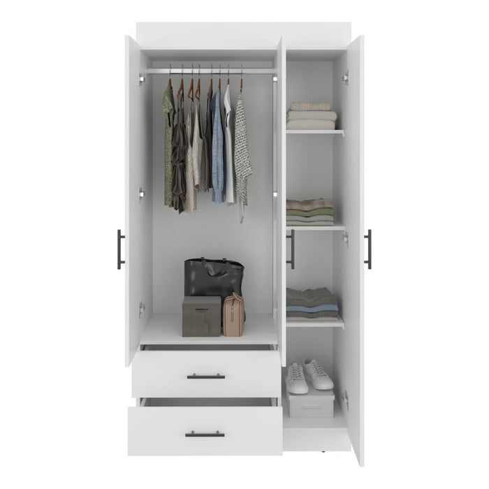 Closet Houston, Blanco Duqueza, Con Cuatro Puertas Batientes y Dos Cajones Con Amplio Espacio De Almacenamiento