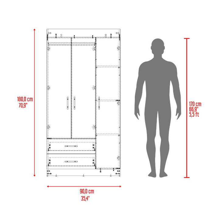 Closet Houston, Blanco Duqueza, Con Cuatro Puertas Batientes y Dos Cajones Con Amplio Espacio De Almacenamiento