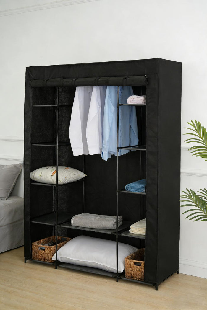 Closet Organizador Belo, Negro, En tela con variedad de entrepaños laterales