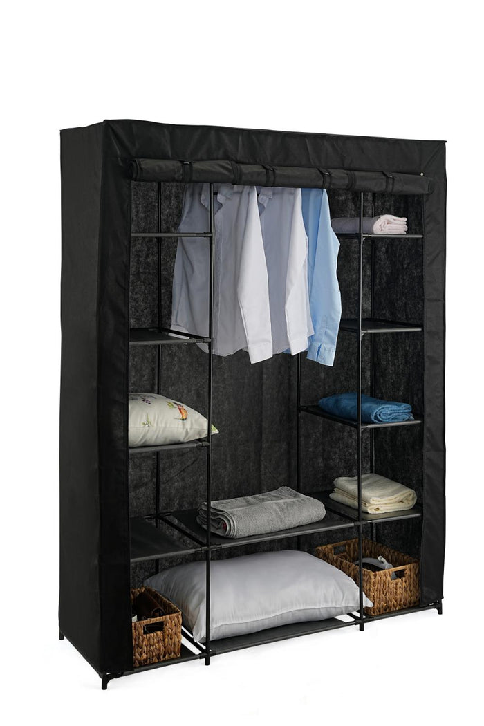 Closet Organizador Belo, Negro, En tela con variedad de entrepaños laterales