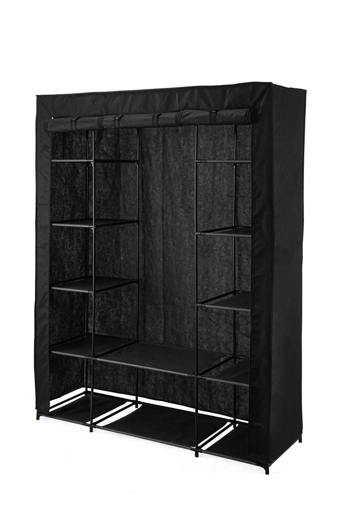 Closet Organizador Belo, Negro, En tela con variedad de entrepaños laterales