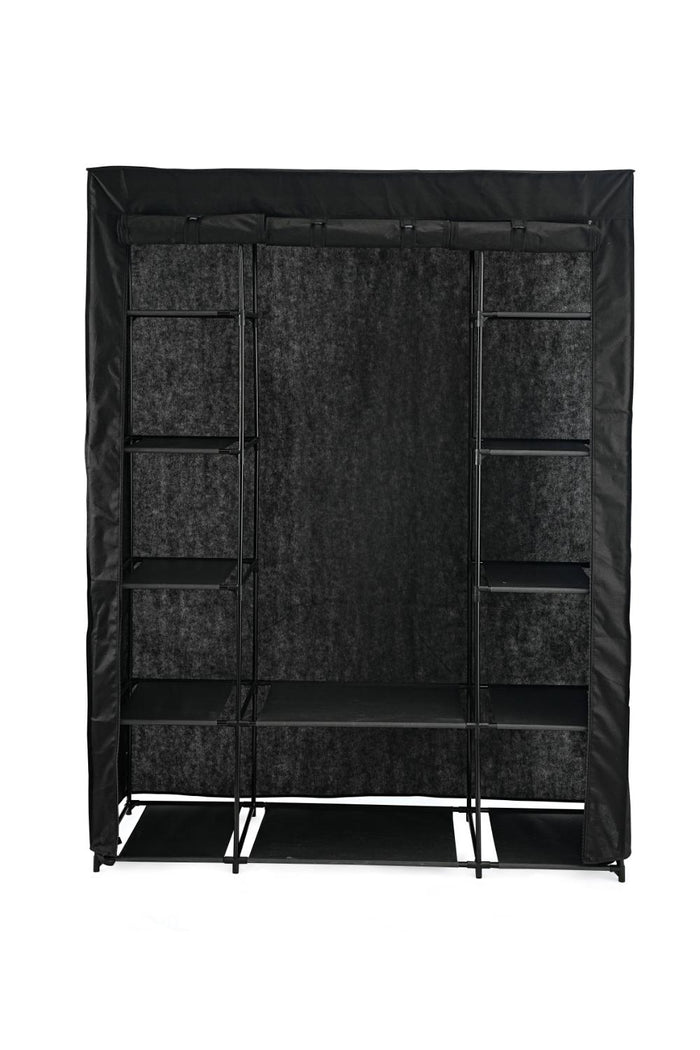 Closet Organizador Belo, Negro, En tela con variedad de entrepaños laterales