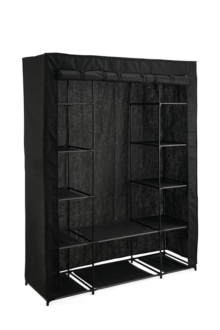 Closet Organizador Belo, Negro, En tela con variedad de entrepaños laterales