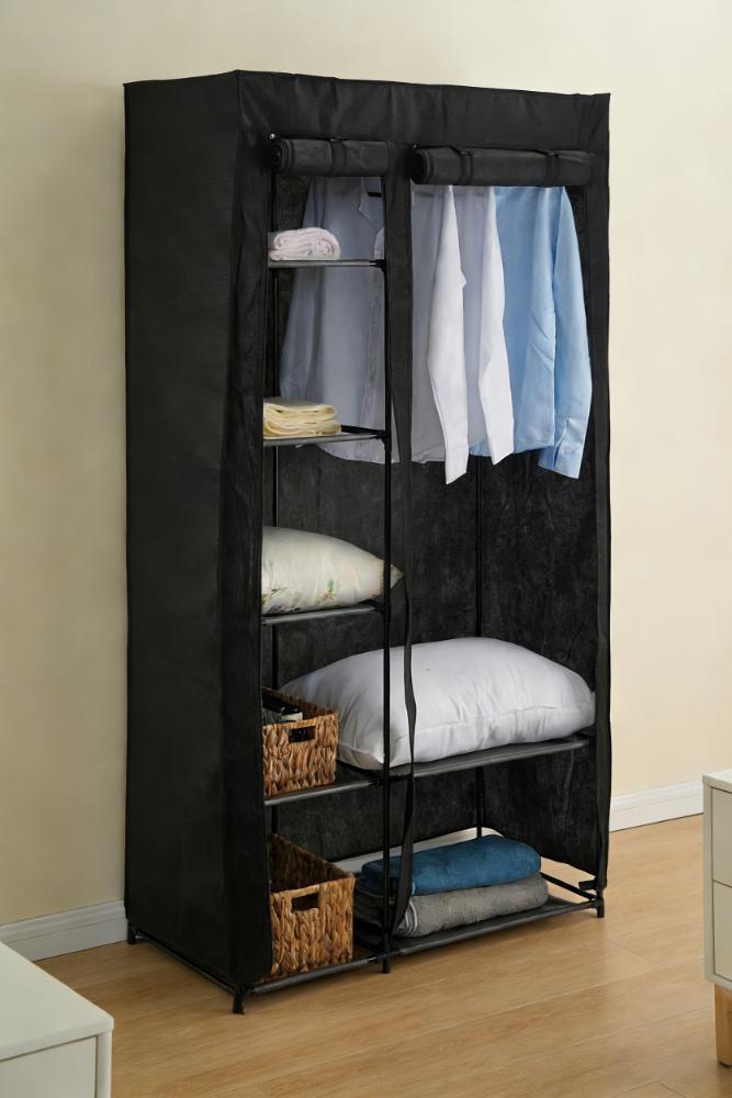 Closet Organizador Dono, Negro,  con variedad de entrepaños en tela