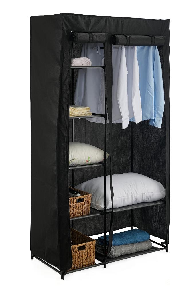 Closet Organizador Dono, Negro,  con variedad de entrepaños en tela