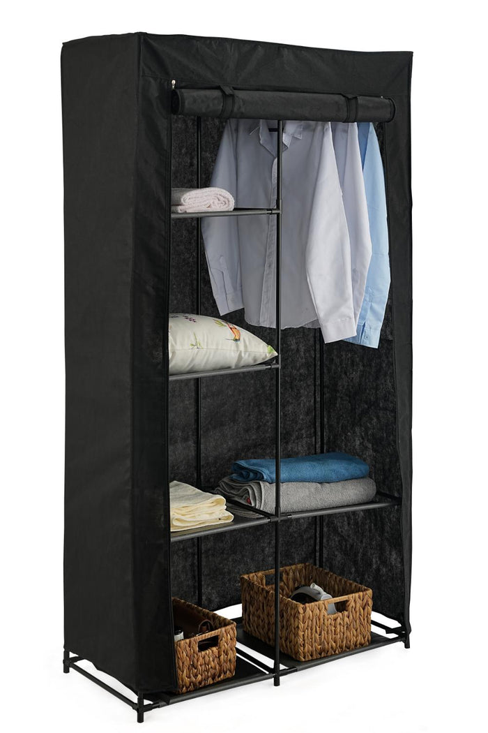 Closet Organizador Ena, Negro, En tela con variedad de entrepaños