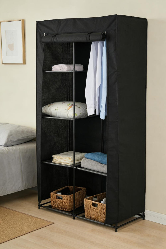 Closet Organizador Ena, Negro, En tela con variedad de entrepaños