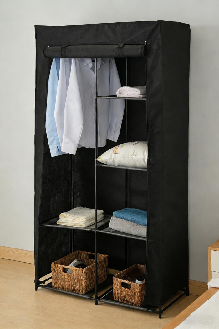 Closet Organizador Ena, Negro, En tela con variedad de entrepaños
