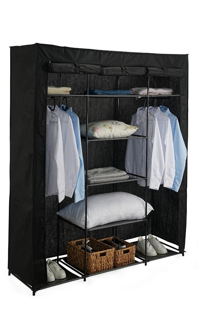 Closet Organizador Erba, Negro, En tela con variedad de entrepaños centrales