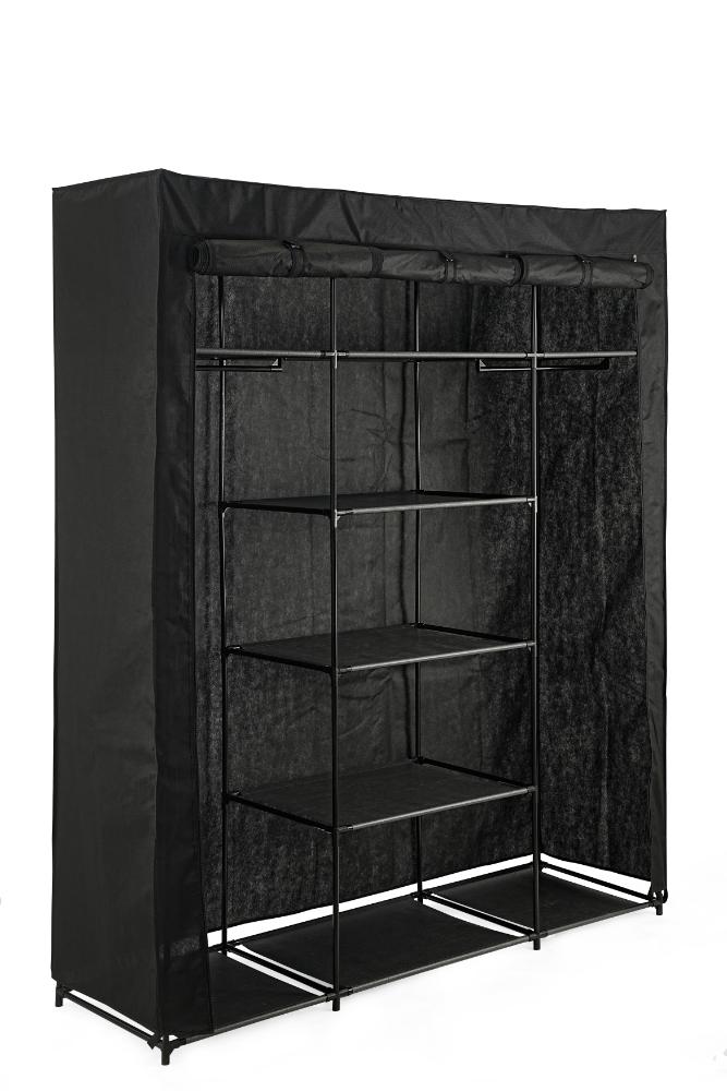 Closet Organizador Erba, Negro, En tela con variedad de entrepaños centrales