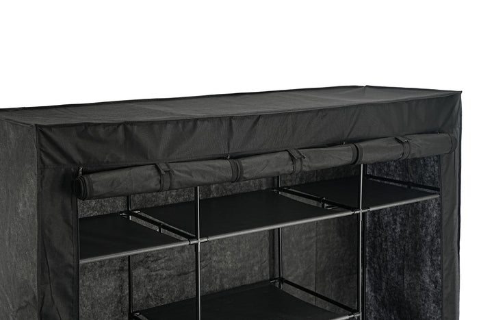 Closet Organizador Erba, Negro, En tela con variedad de entrepaños centrales