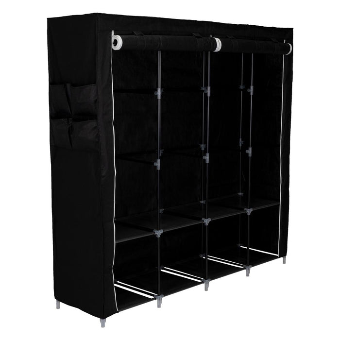 CLOSET PORTÁTIL GARMENT, NEGRO, VARIEDAD DE ENTREPAÑOS EN TELA