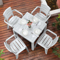 Combo Comedor Baru (1 Mesa + 4 Sillas Con Brazos) Gris Hielo