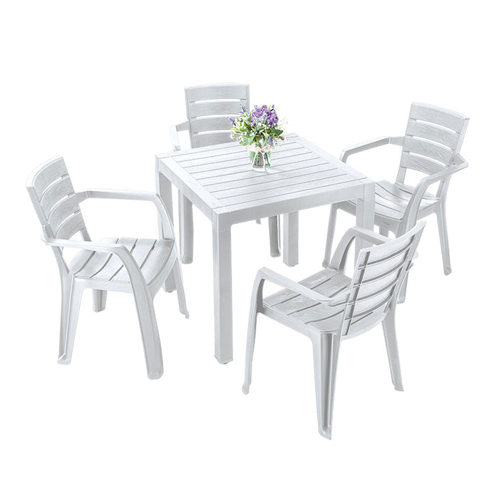 Combo Comedor Baru (1 Mesa + 4 Sillas Con Brazos) Gris Hielo