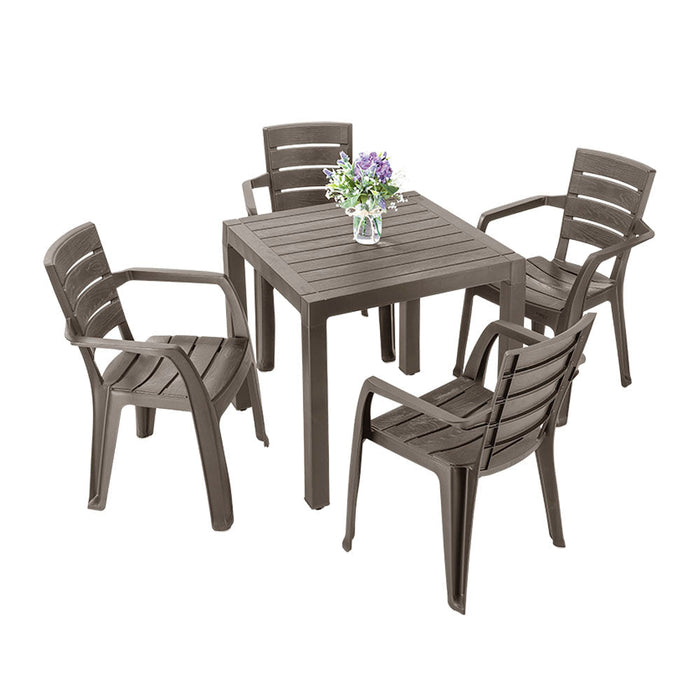 Combo Comedor Baru (1 Mesa + 4 Sillas Con Brazos) Mocca