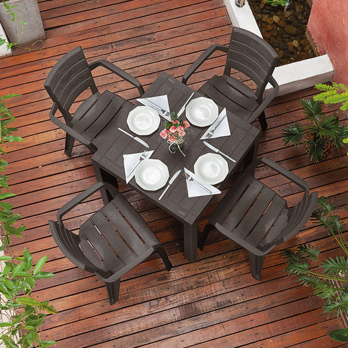 Combo Comedor Baru (1 Mesa + 4 Sillas Con Brazos) Wengue