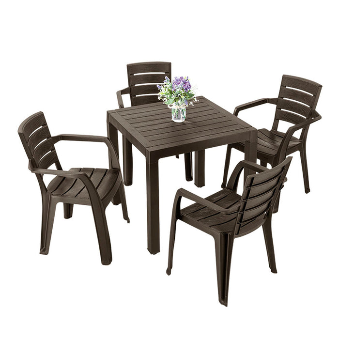 Combo Comedor Baru (1 Mesa + 4 Sillas Con Brazos) Wengue