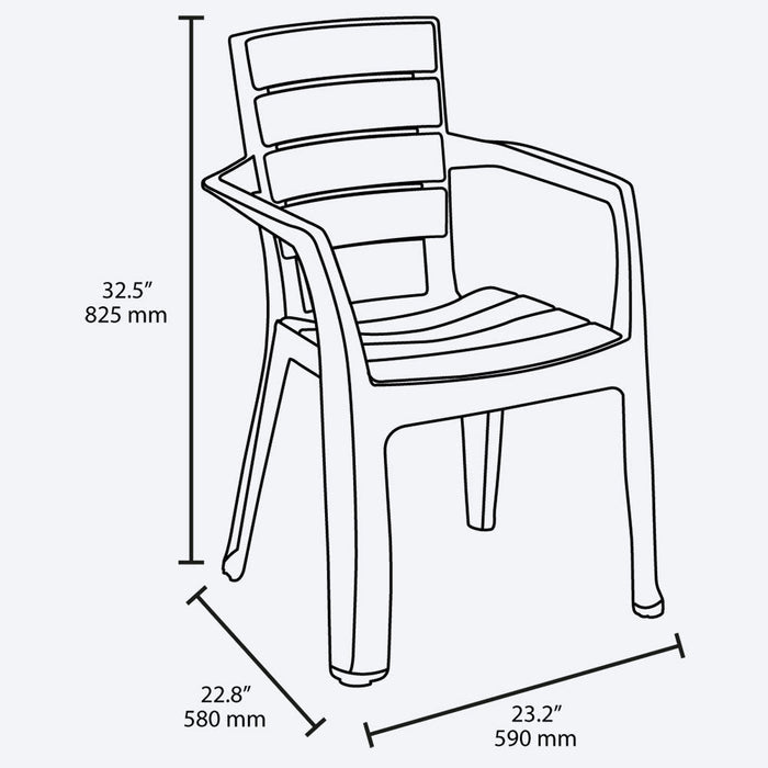 Combo Comedor Baru (1 Mesa + 4 Sillas Con Brazos) Wengue