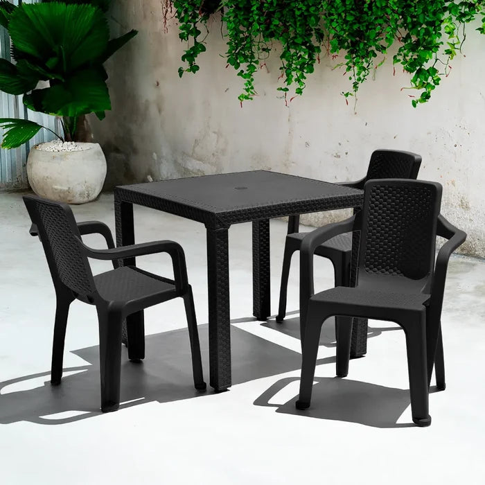 Combo Comedor Eterna (1 Mesa + 4 Sillas Con Brazos) Negro