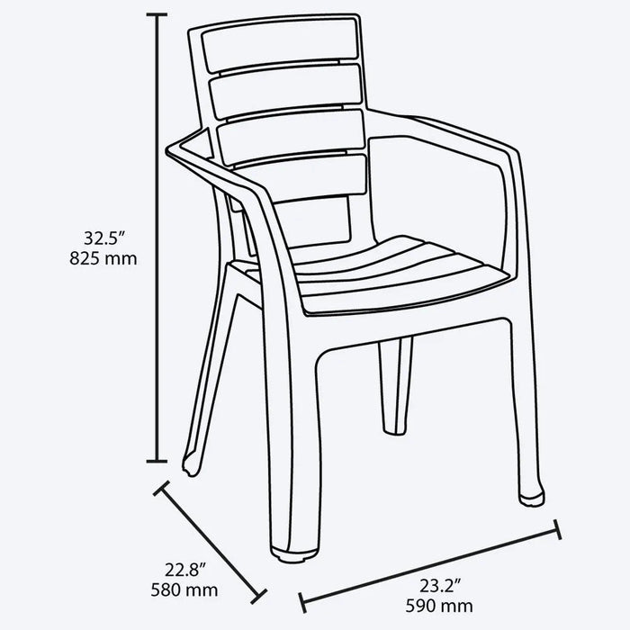 Combo Comedor Familiar Barú (1 Mesa + 6 Sillas Con Brazos) Taupe