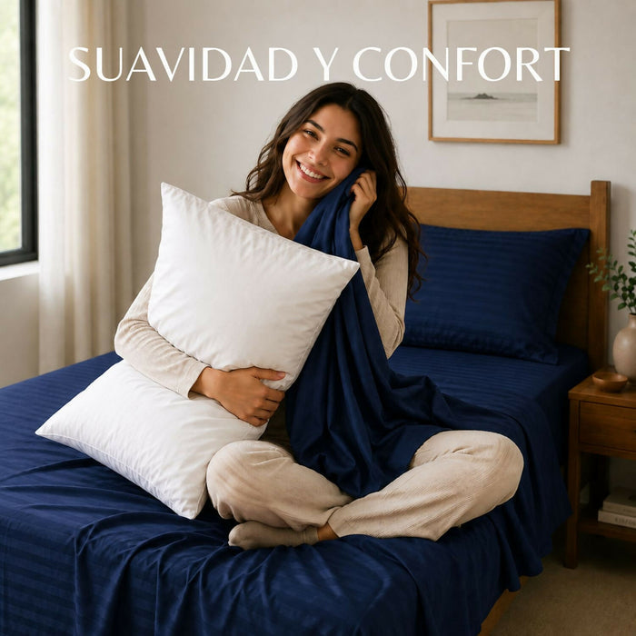 Combo juego de sábanas + 1 almohada siliconada sencillo
