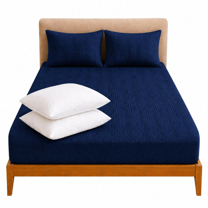 Combo protector colchon + 2 almohadas siliconadas doble