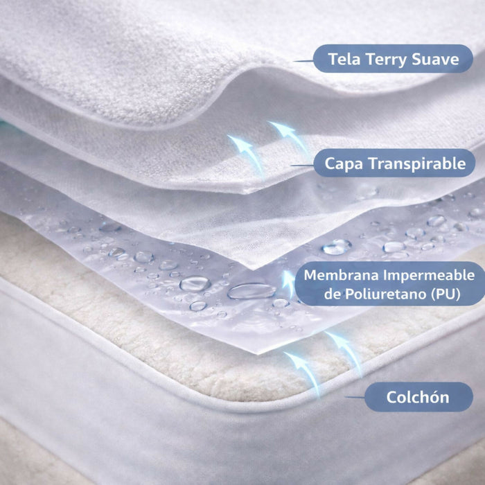 Combo protector colchón king 100% impermeable antifluido terry 200x200cm