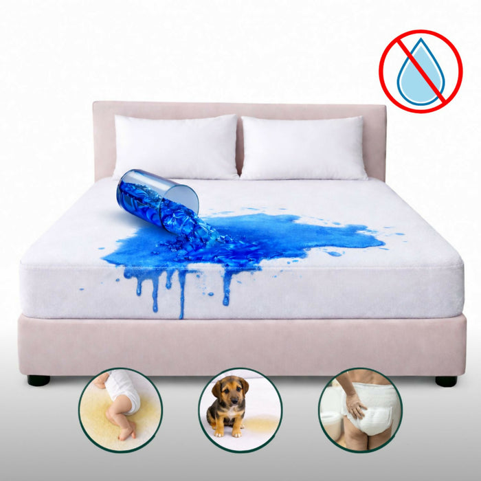 Combo protector colchón queen 100% impermeable antifluido terry 160x190cm