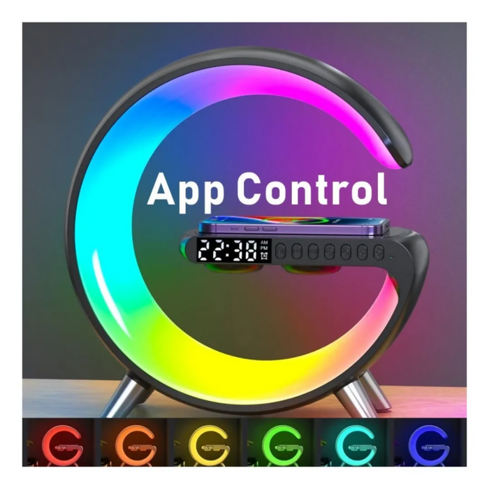 DESPERTADOR DIGITAL ESTACIÓN DE CARGA INALÁMBRICO RGB RELOJ BLANCO