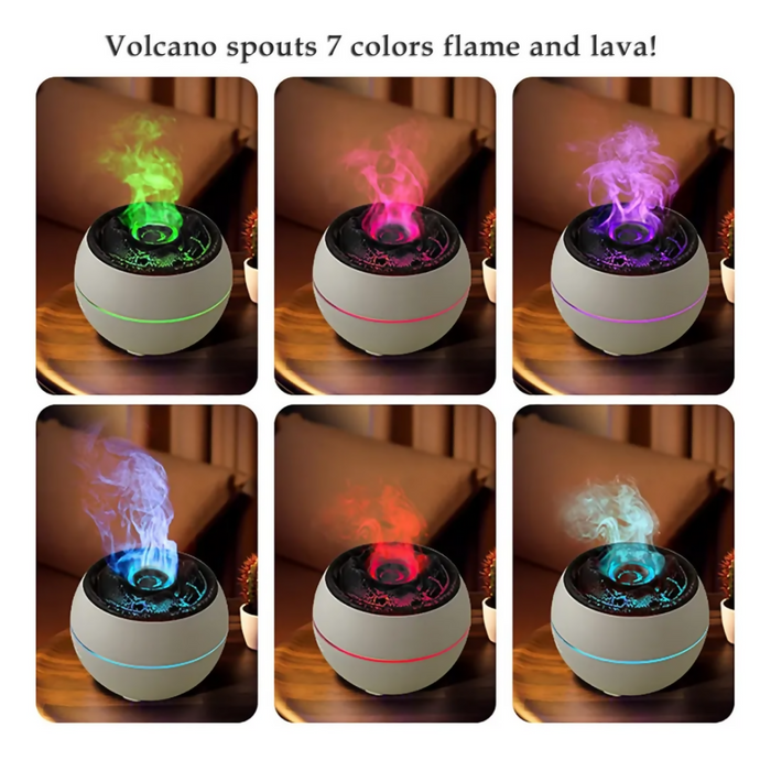 DIFUSOR AROMÁTICO VOLCÁN EFECTO LAVA FUEGO HUMIDIFICADOR MADERA
