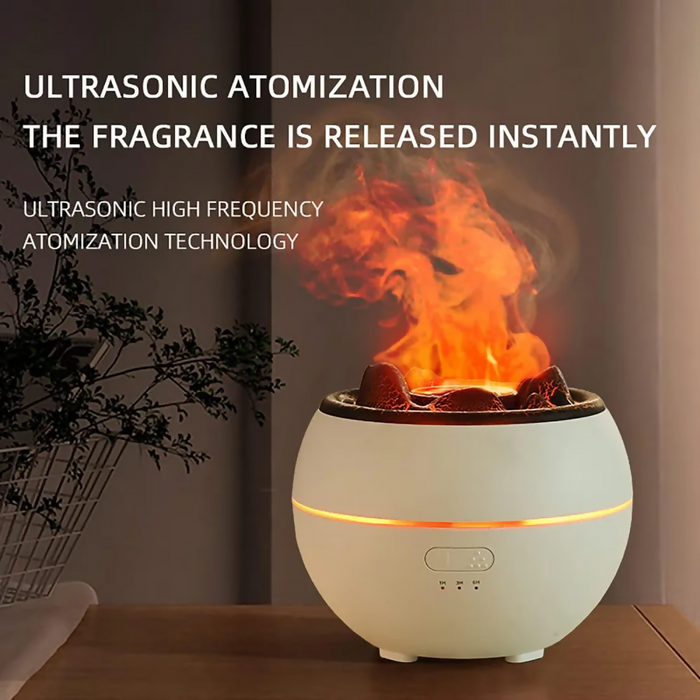 DIFUSOR AROMÁTICO VOLCÁN EFECTO LAVA FUEGO HUMIDIFICADOR MADERA