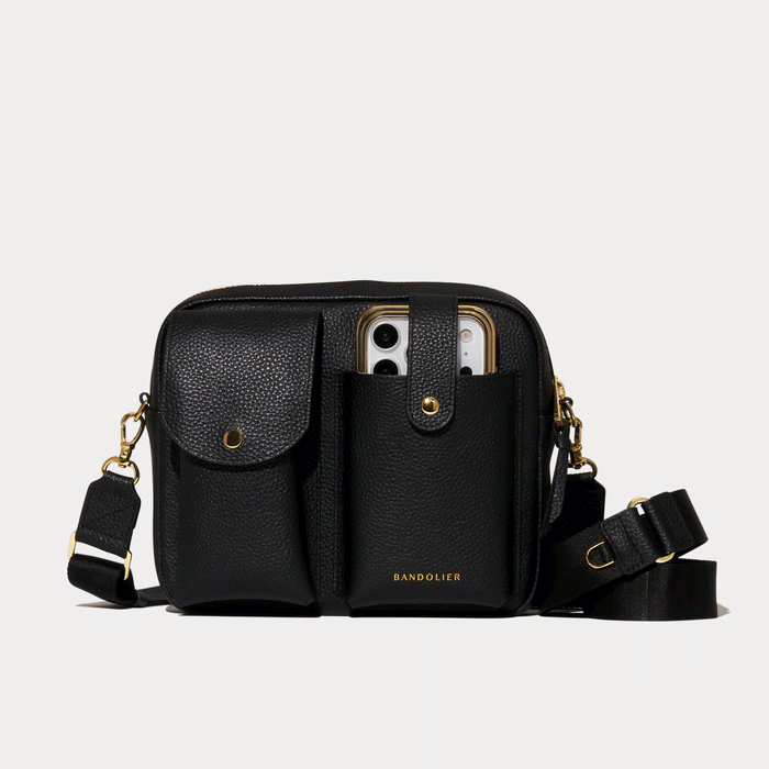 Dillon Dual Pocket Crossbody Bag - Black/Gold