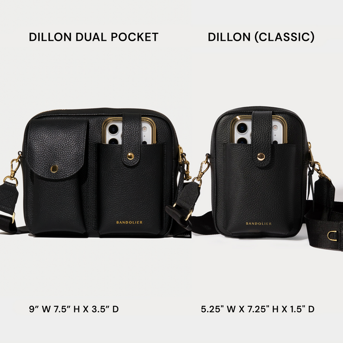 Dillon Dual Pocket Crossbody Bag - Black/Gold
