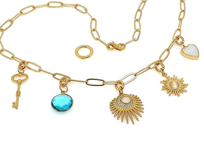 Elegant Paperclip Charm Bar Clasp Set | GOLD | LINK, design your own