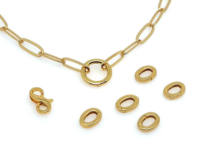 Elegant Paperclip Tiny Push - In Oval Clasp Set | GOLD | LINK, design your own