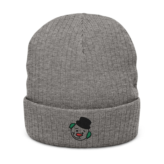Embroidered Snowman Ribbed Knit Beanie – Cozy Winter Hat