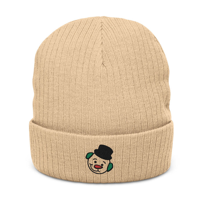 Embroidered Snowman Ribbed Knit Beanie – Cozy Winter Hat