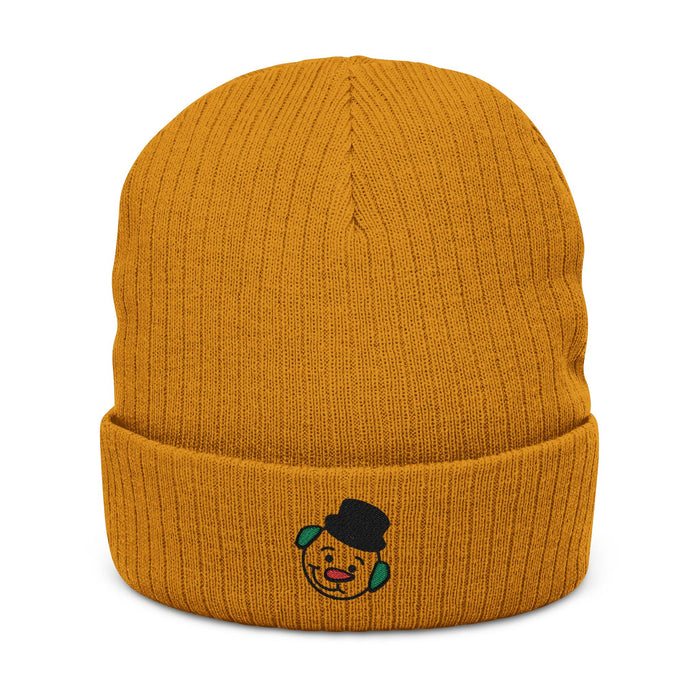 Embroidered Snowman Ribbed Knit Beanie – Cozy Winter Hat